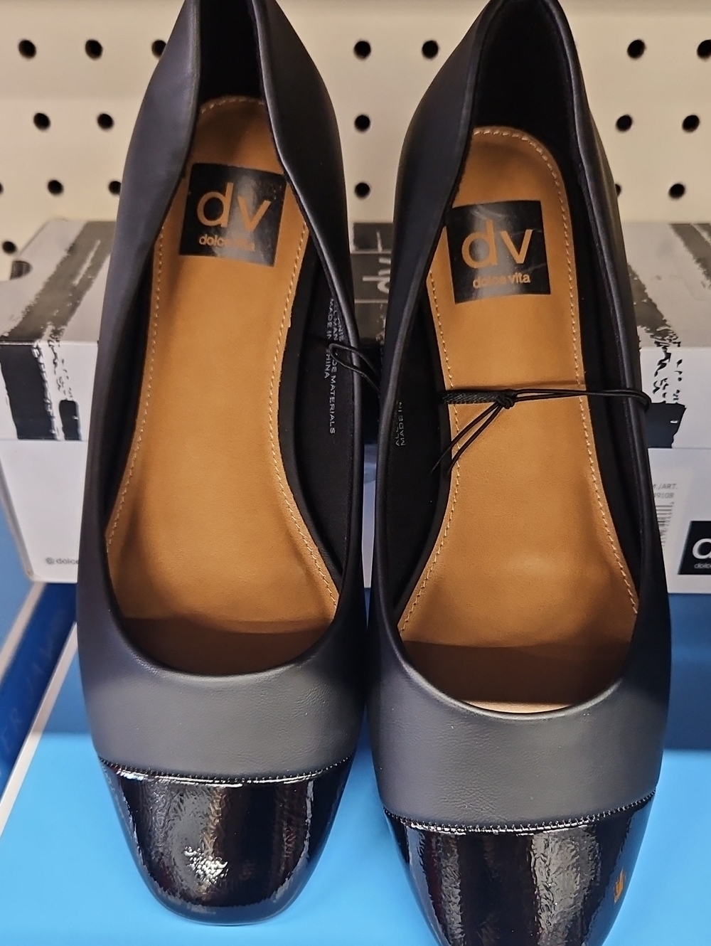 DV by Dolce Vita Black Two-Tone Patent Cap-Toe Pumps